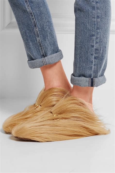 gucci goat hair slipper